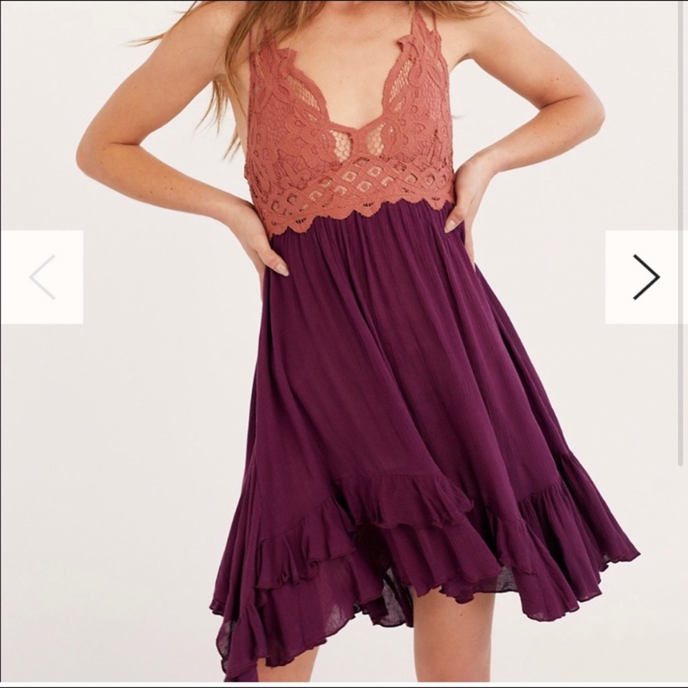 Free People Adella Lace Slip Dress Copper